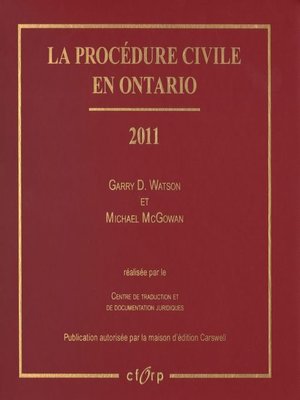 cover image of La procédure civile en Ontario 2011